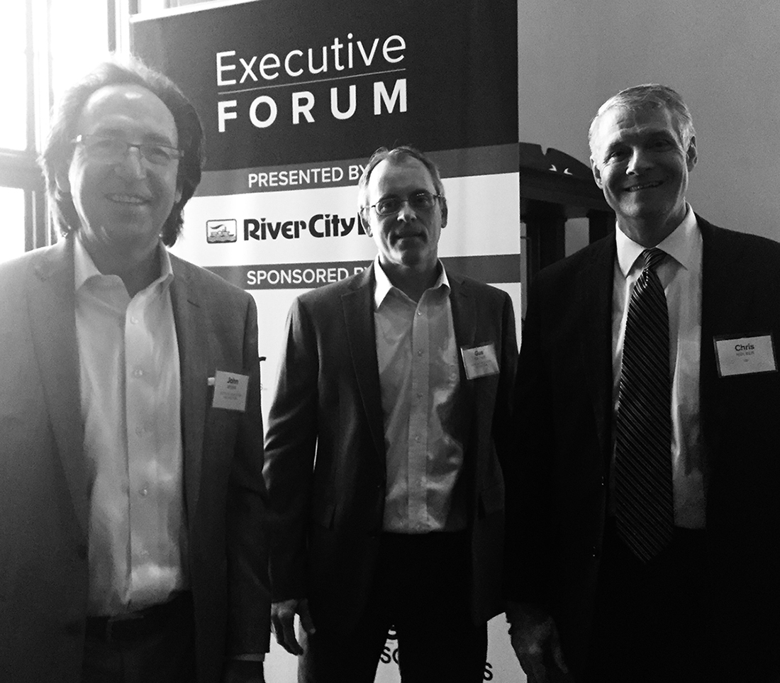 Executive-Forum-Attendees1 John Webre and Gus Fischer of Dreyfuss + Blackford Architecture with Chris Holben of RSE