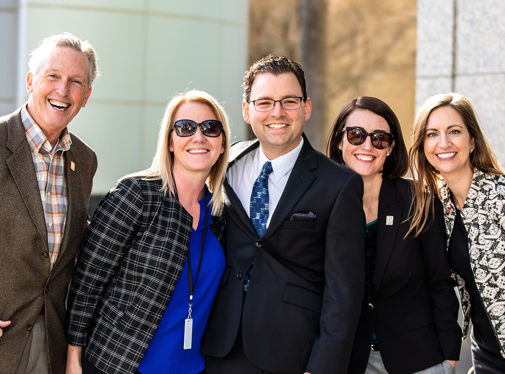 River City Bank’s Jeremy Spencer with the team from Bender Insurance Solutions: Steve Bender, Heather Rohr, Maggie Bender-Johnson, and Lisa Bracero