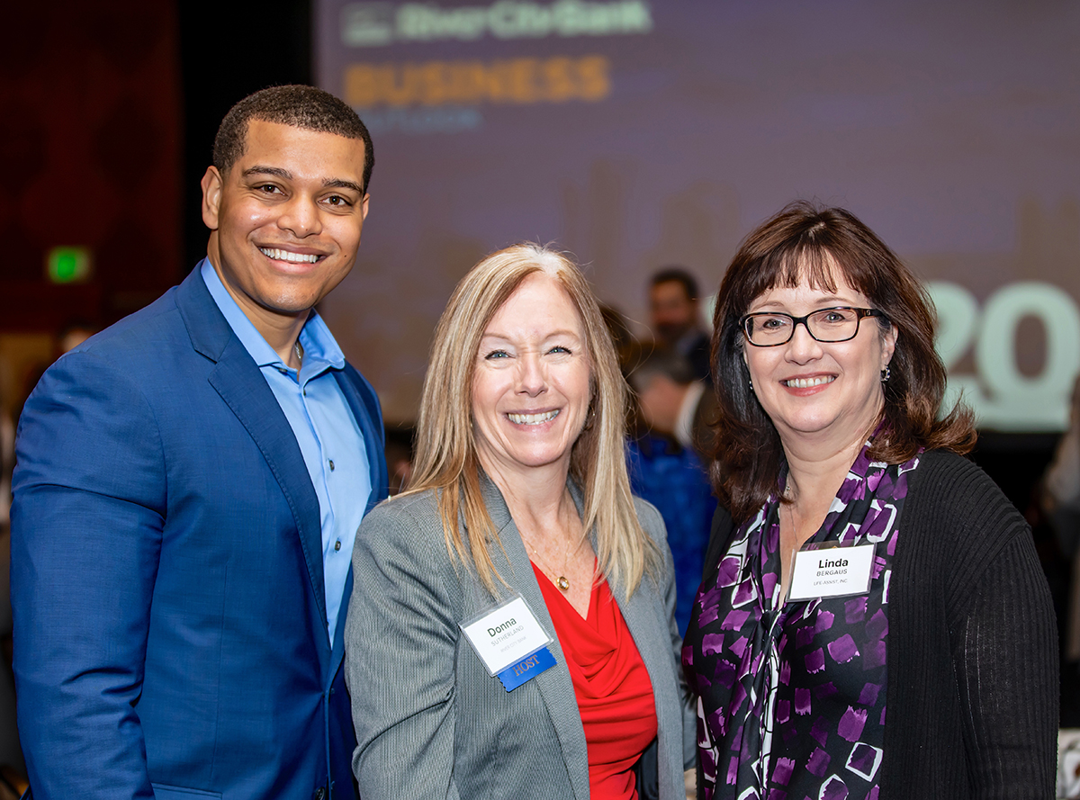 Kennard Boutte’-Nears and Linda Bergaus of Life -Assist with River City Bank’s Donna Sutherland
