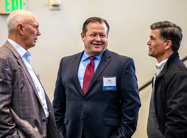 Pat McHone of River City Bank with Larry Kelley and Frank Meyers of McClellan Park