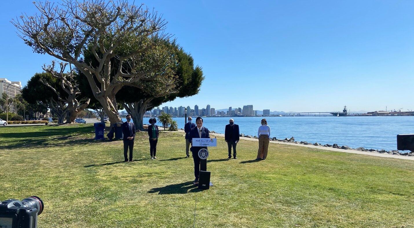 San Diego Mayor Todd Gloria and SDCP executives celebrated the SDCP launch with a press conference on May 1st, 2021.